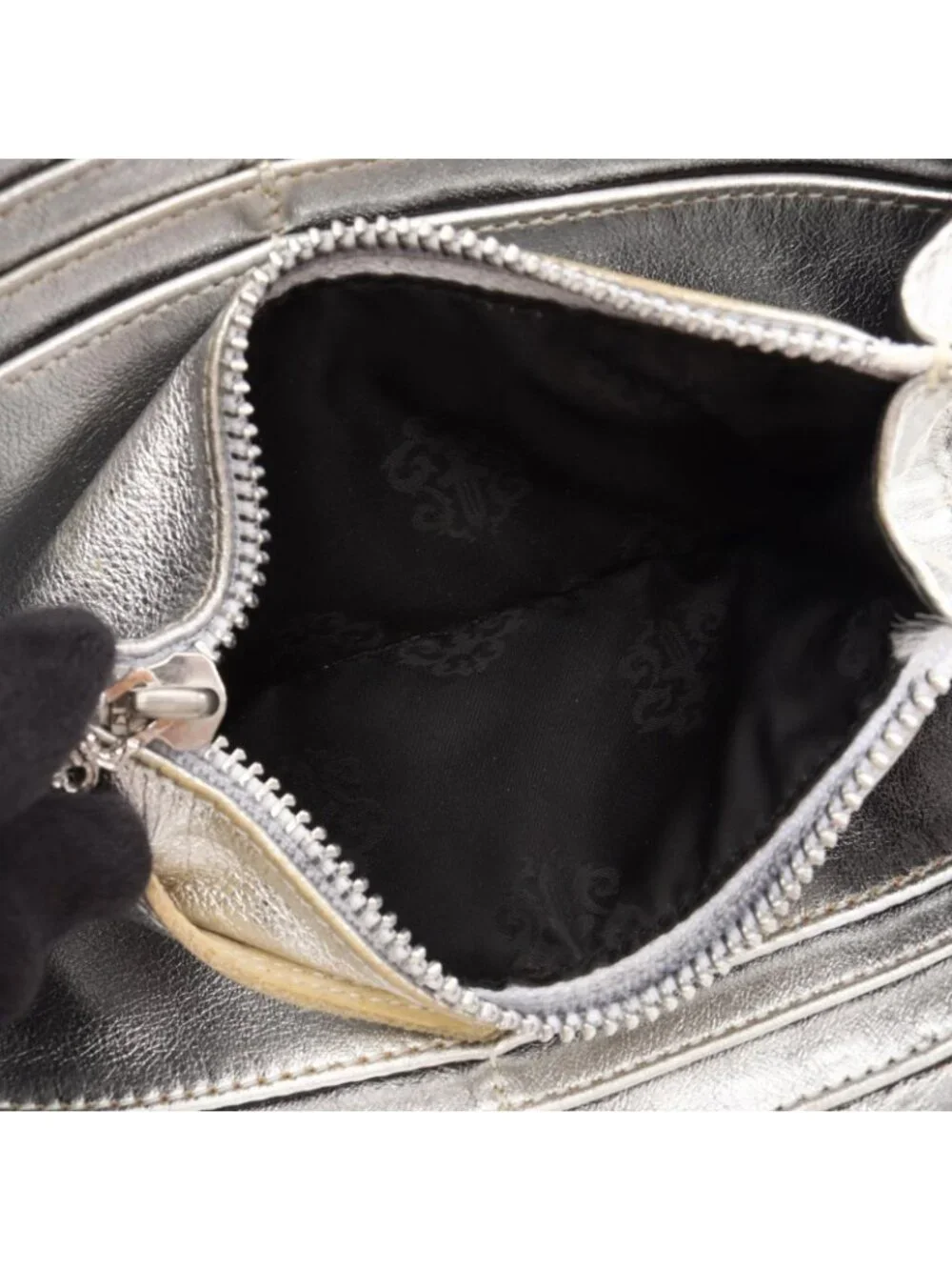 Chrome Hearts Round Wallet Rec Zip Cross Patch Leather